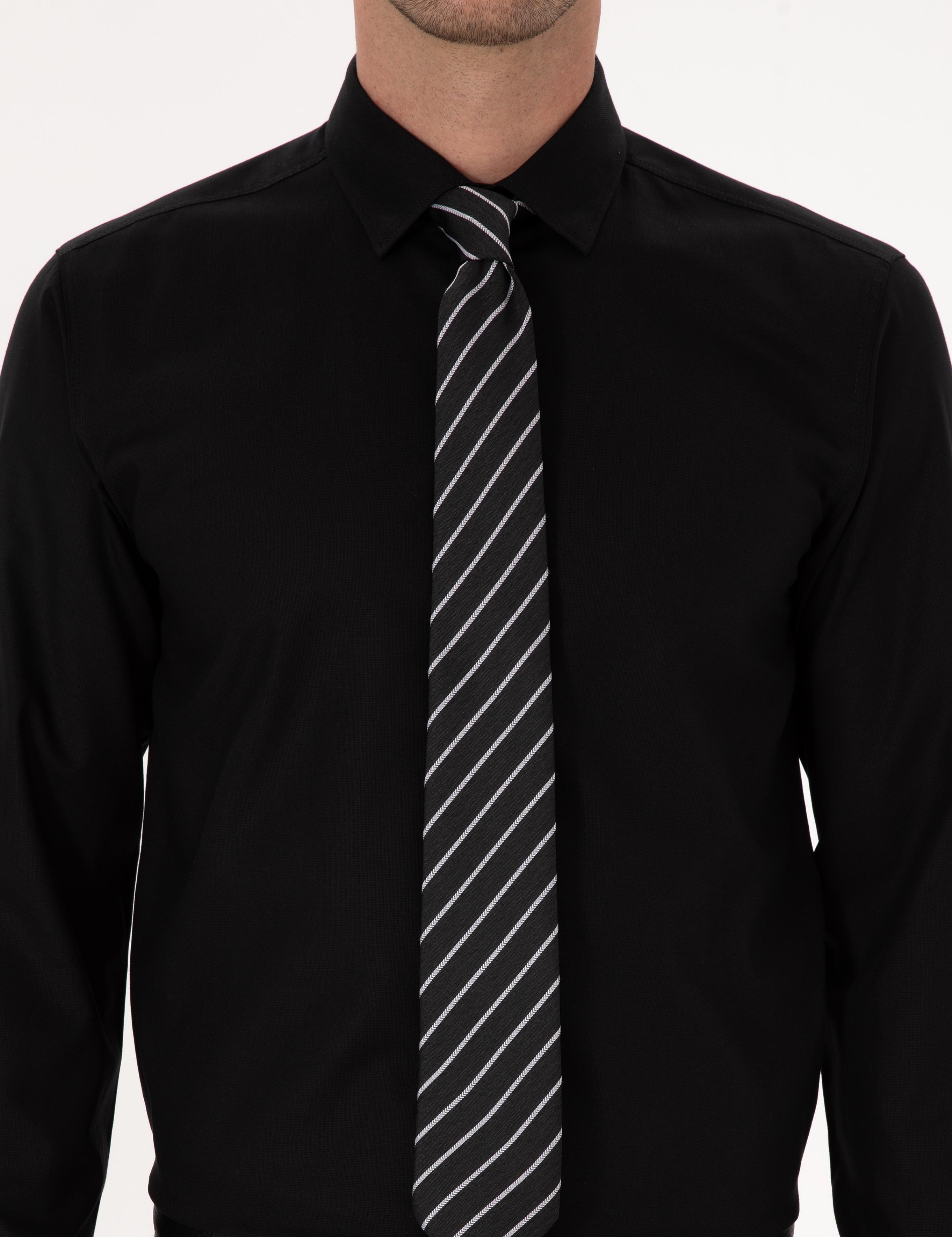 Siyah Slim Fit Uzun Kollu Gömlek - 50291673124