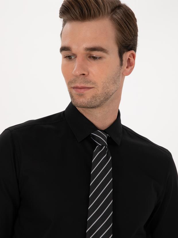 Siyah Slim Fit Uzun Kollu Gömlek