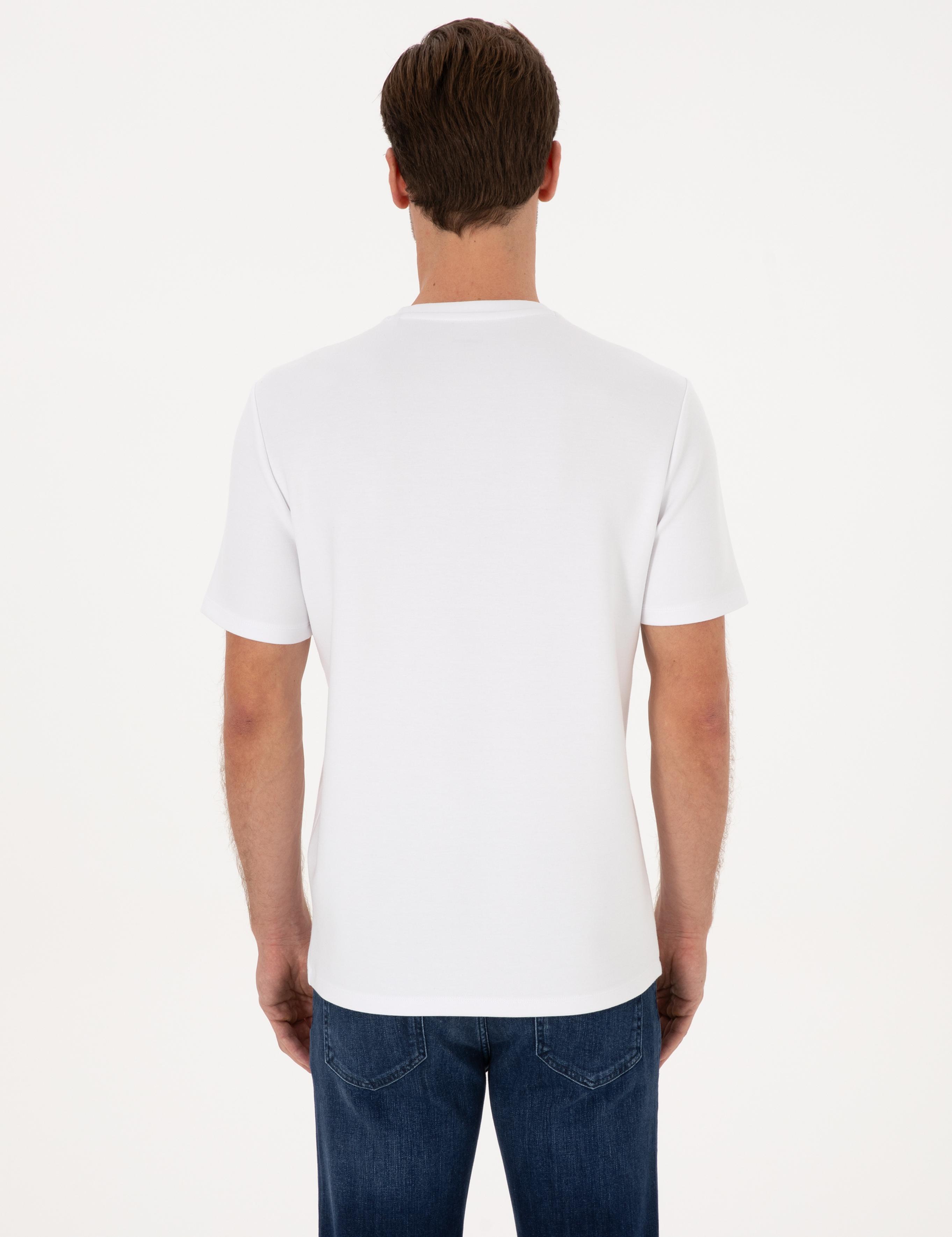 Beyaz Regular Fit Modal Karışımlı Bisiklet Yaka T-shirt - 50311305034