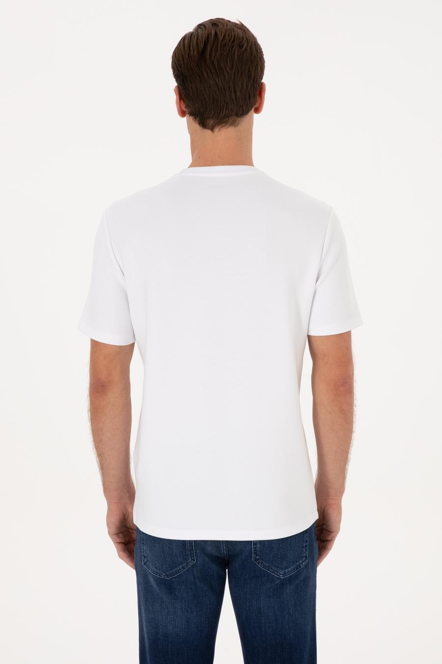 Beyaz Regular Fit Modal Karışımlı Bisiklet Yaka T-shirt - 50311305034