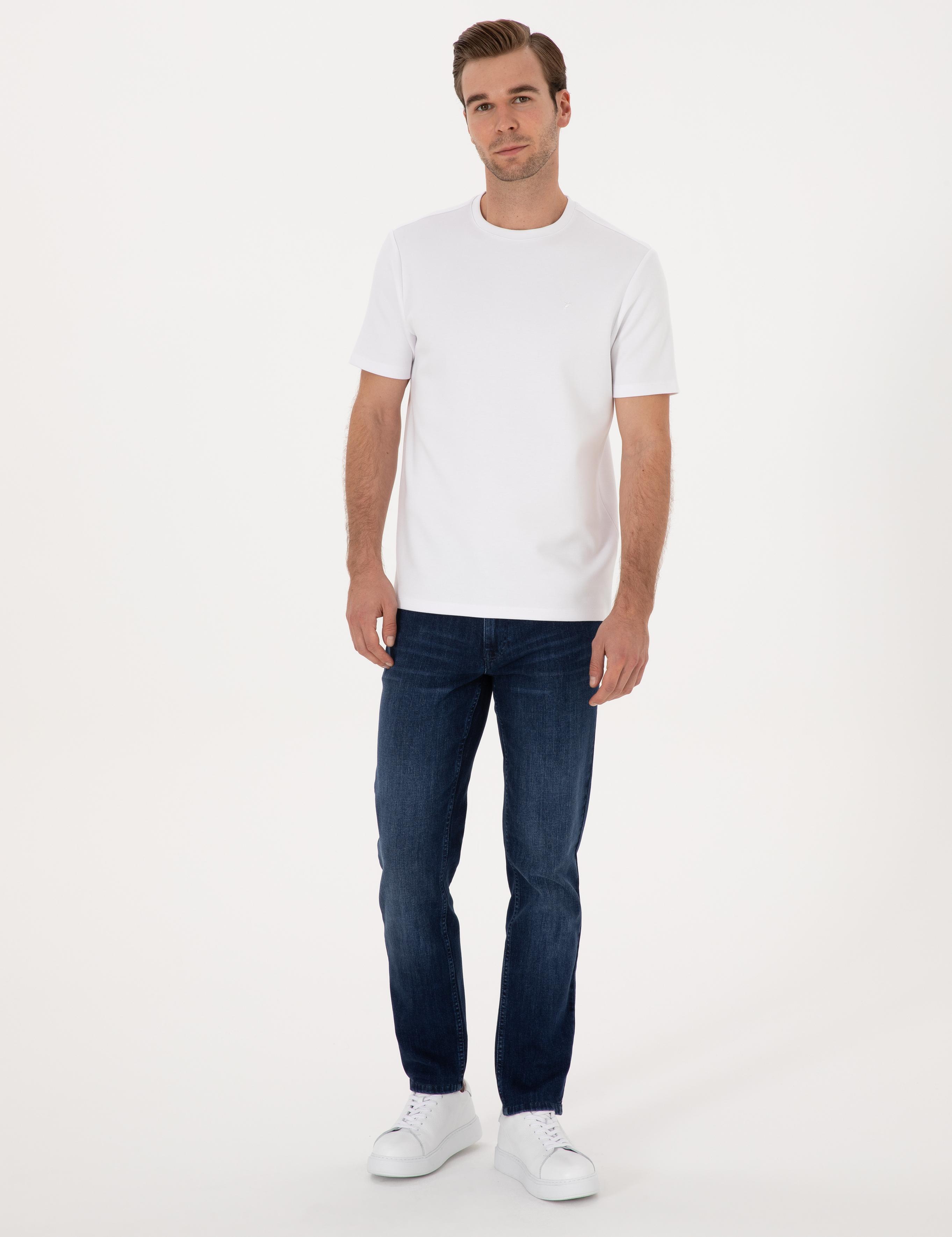 Beyaz Regular Fit Modal Karışımlı Bisiklet Yaka T-shirt - 50311305034