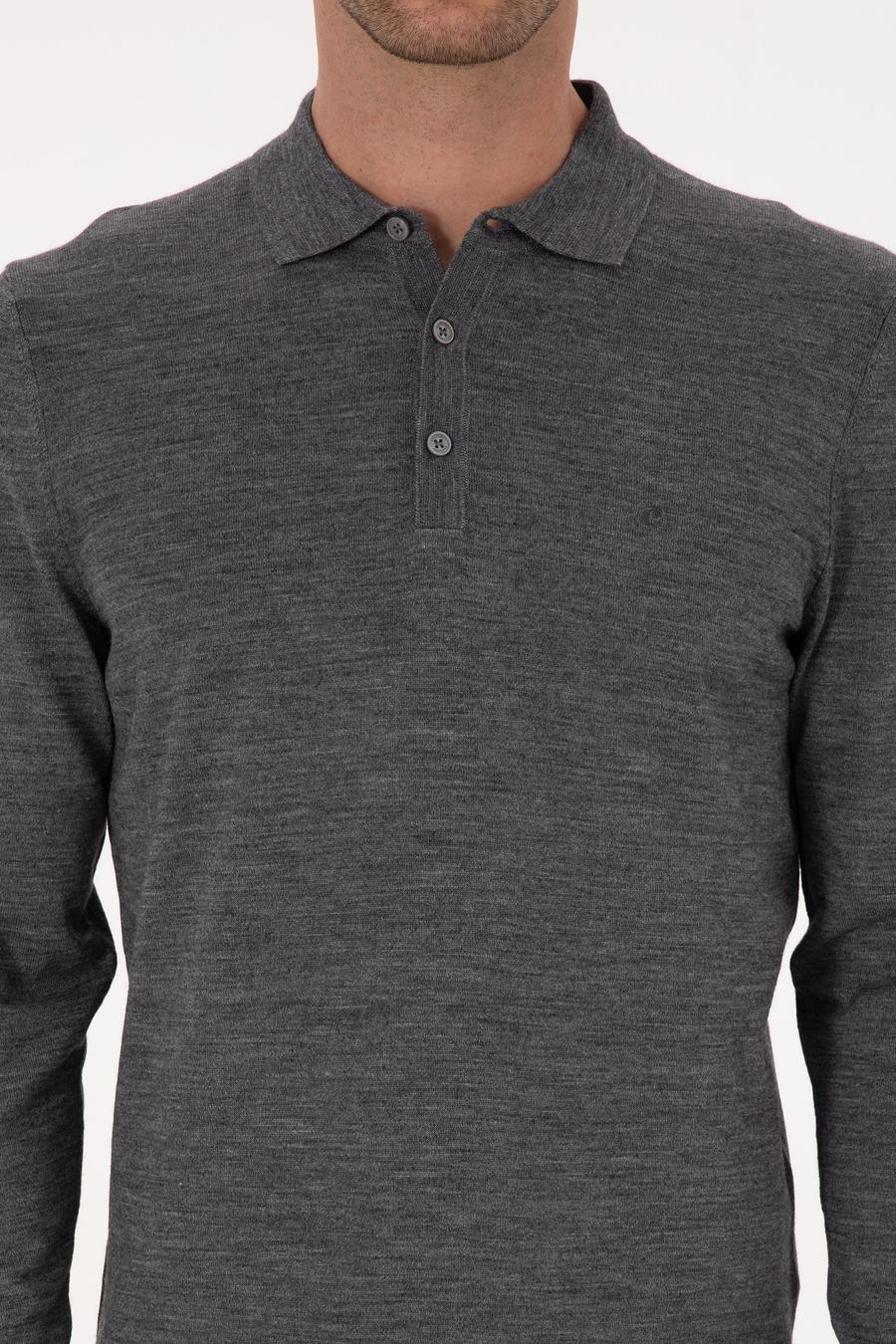 Füme Slim Fit Yün Karışımlı Polo Yaka Basic Triko Kazak - 50315267051