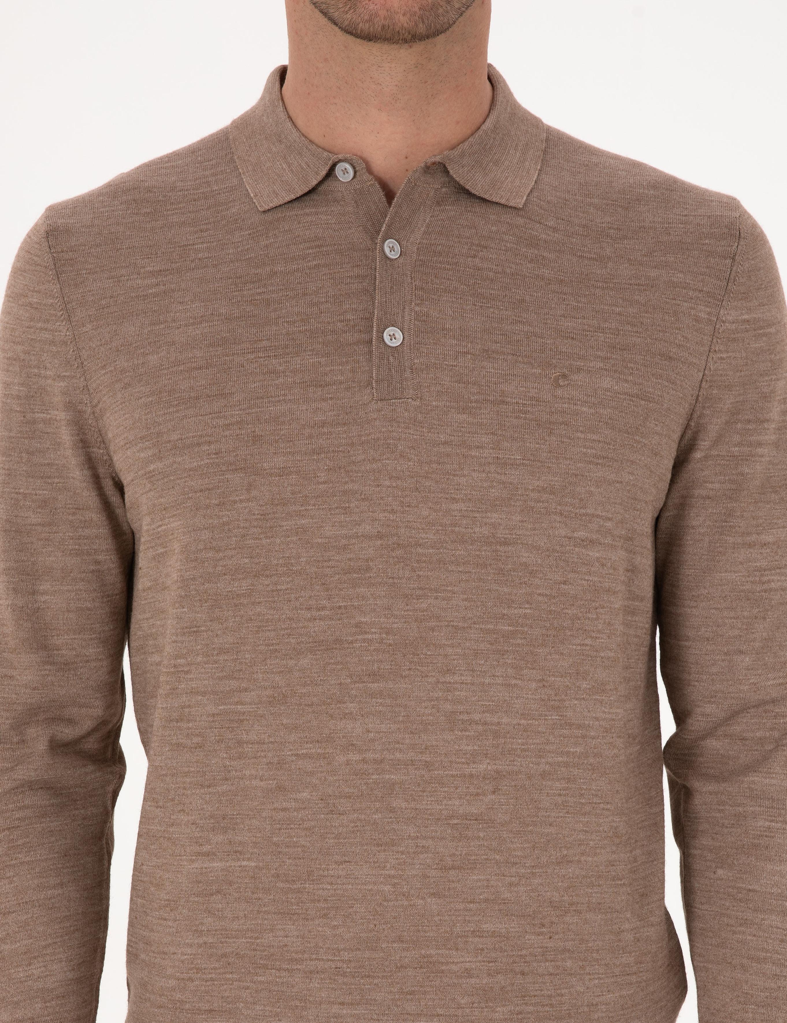 Vizon Slim Fit Yün Karışımlı Polo Yaka Basic Triko Kazak - 50315267057