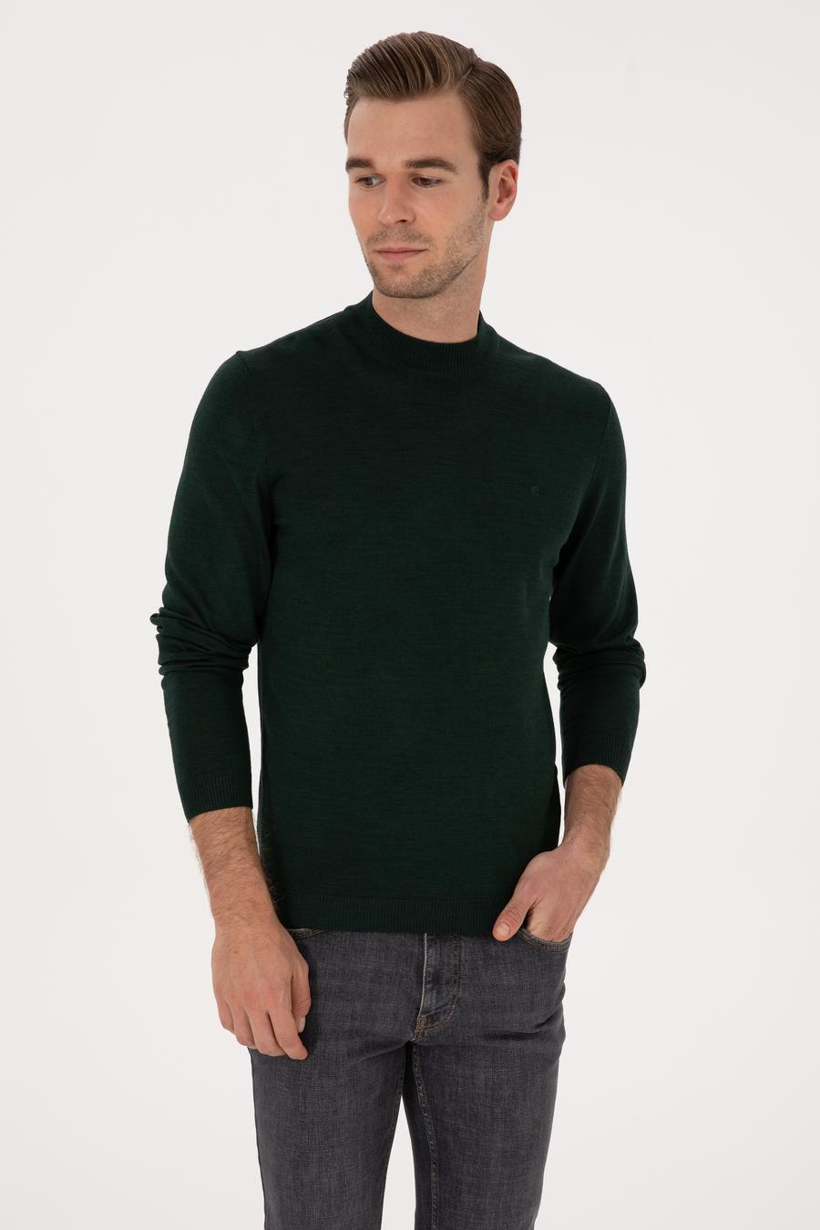 Zümrüt Slim Fit Yün Karışımlı Çeyrek Balıkçı Yaka Basic Triko Kazak - 50315295073