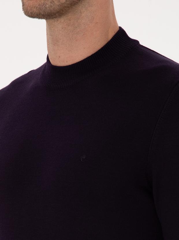 Mürdüm Slim Fit Yün Karışımlı Çeyrek Balıkçı Yaka Basic Triko Kazak