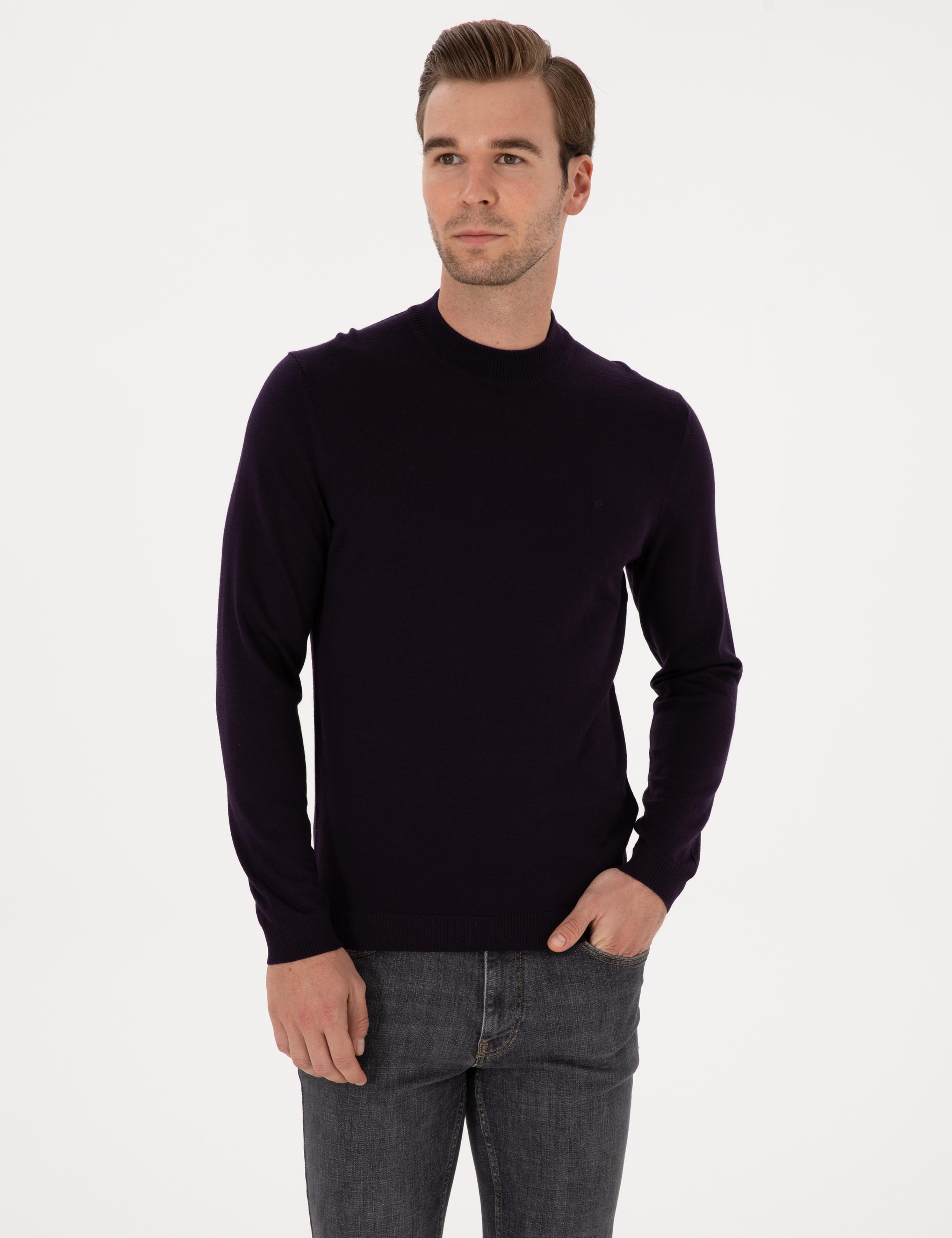 Mürdüm Slim Fit Yün Karışımlı Çeyrek Balıkçı Yaka Basic Triko Kazak - 50315295089