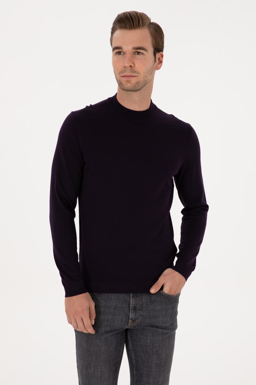 Mürdüm Slim Fit Yün Karışımlı Çeyrek Balıkçı Yaka Basic Triko Kazak - 50315295089
