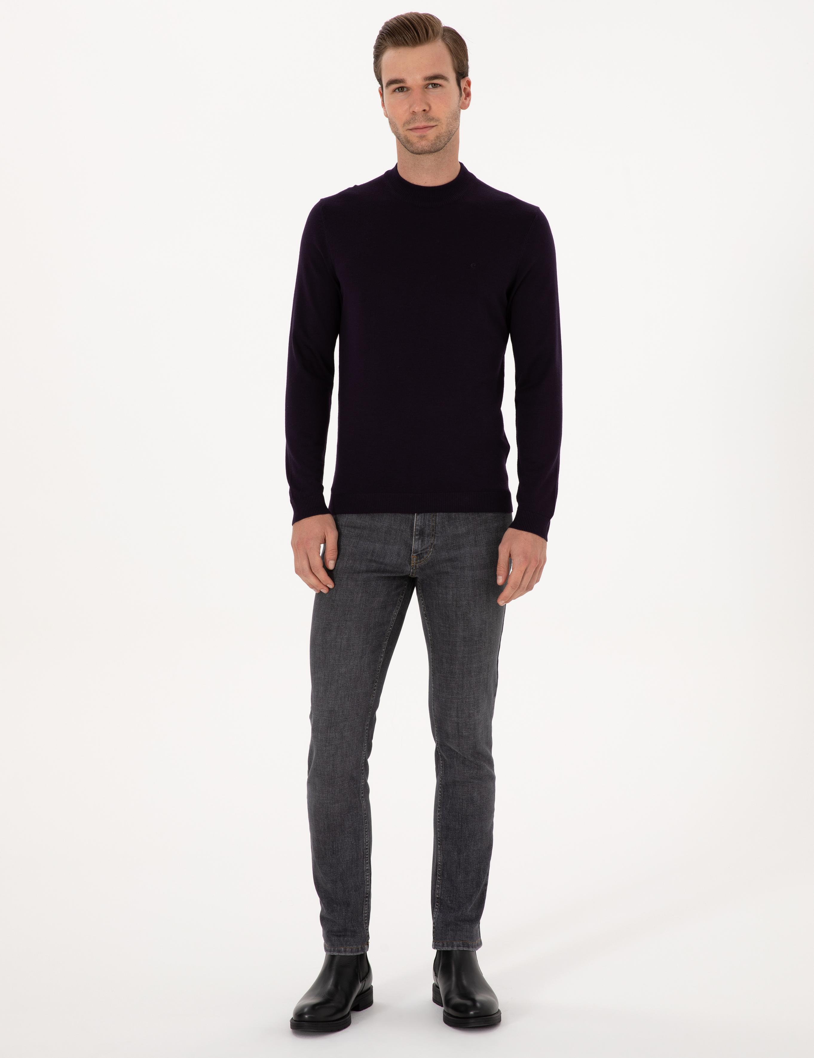 Mürdüm Slim Fit Yün Karışımlı Çeyrek Balıkçı Yaka Basic Triko Kazak - 50315295089