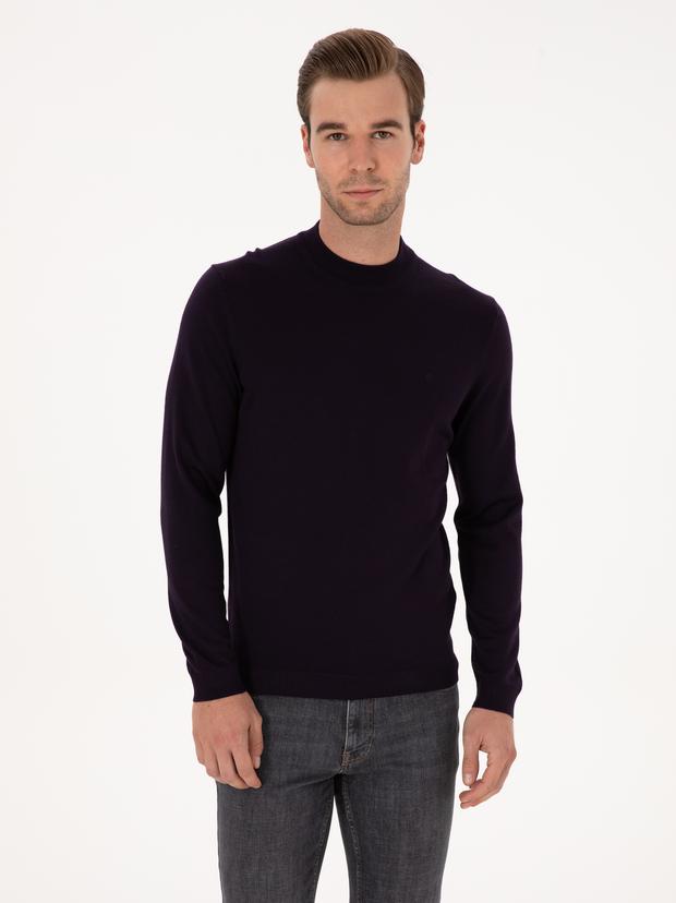 Mürdüm Slim Fit Yün Karışımlı Çeyrek Balıkçı Yaka Basic Triko Kazak