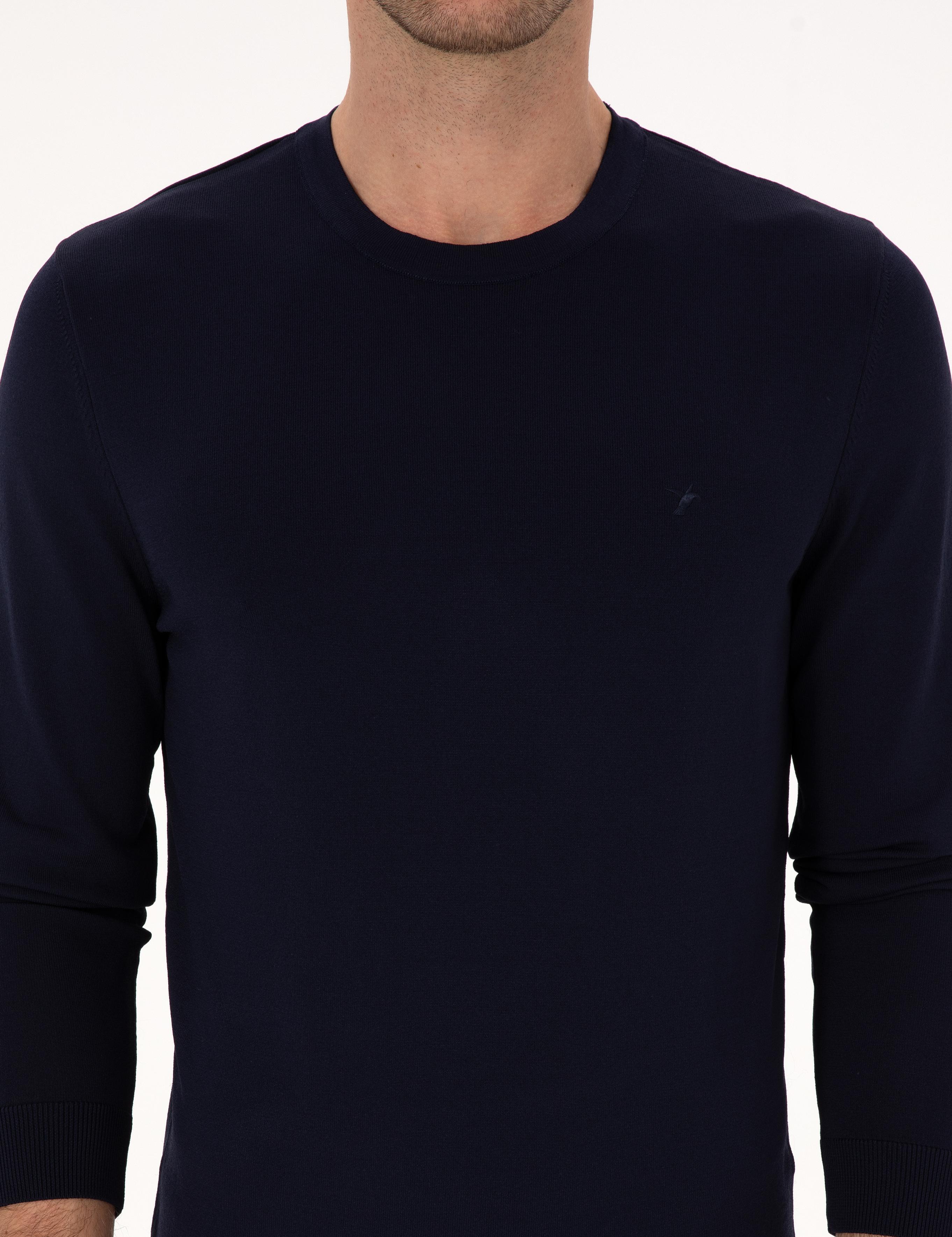 Lacivert Slim Fit Bisiklet Yaka Triko Kazak - 50316331001