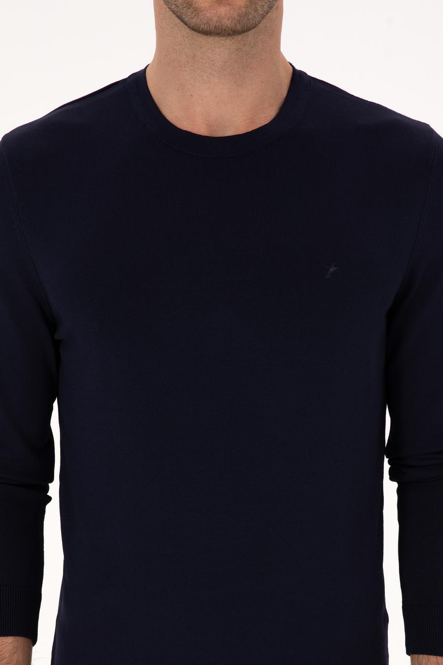 Lacivert Slim Fit Bisiklet Yaka Triko Kazak - 50316331001