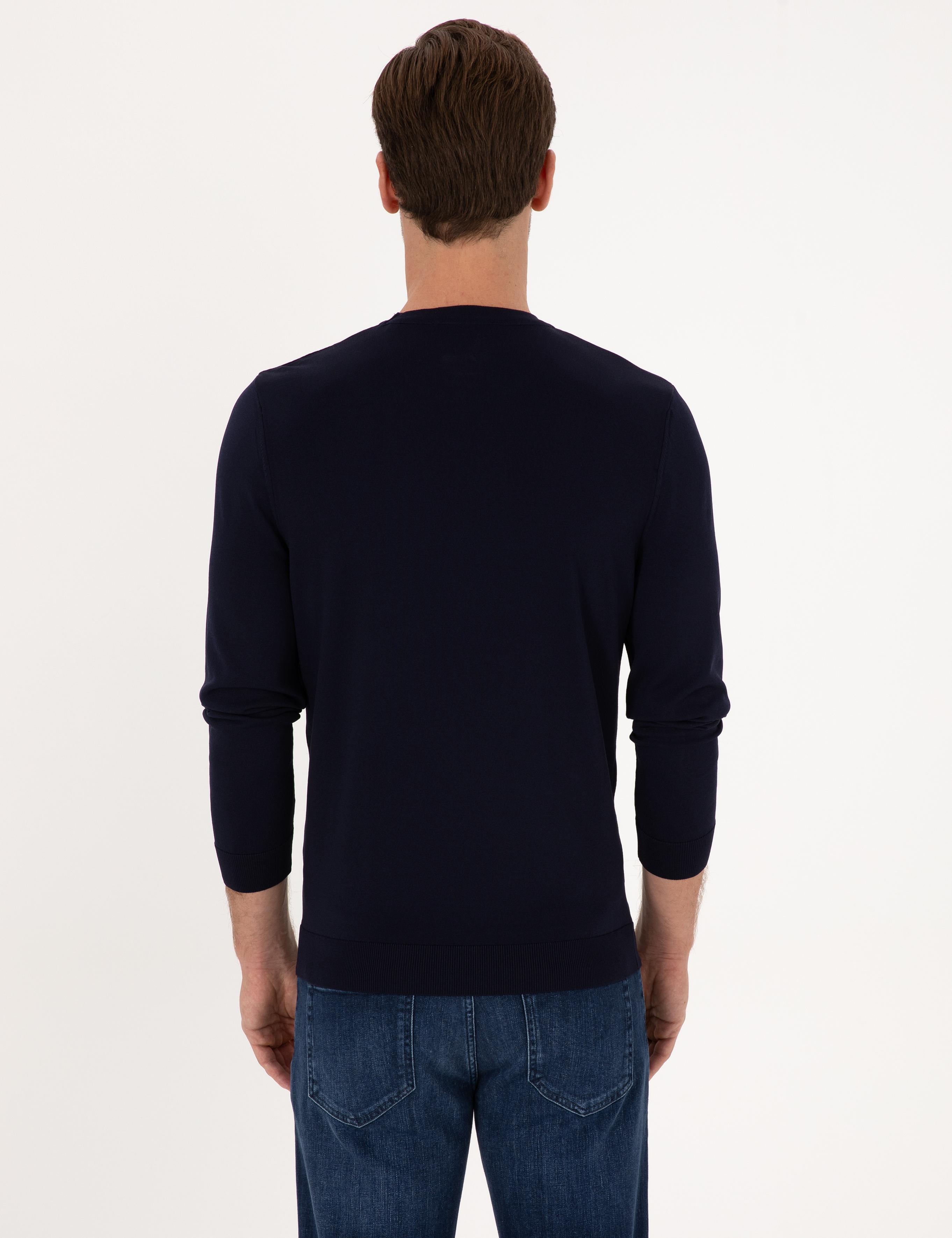 Lacivert Slim Fit Bisiklet Yaka Triko Kazak - 50316331001