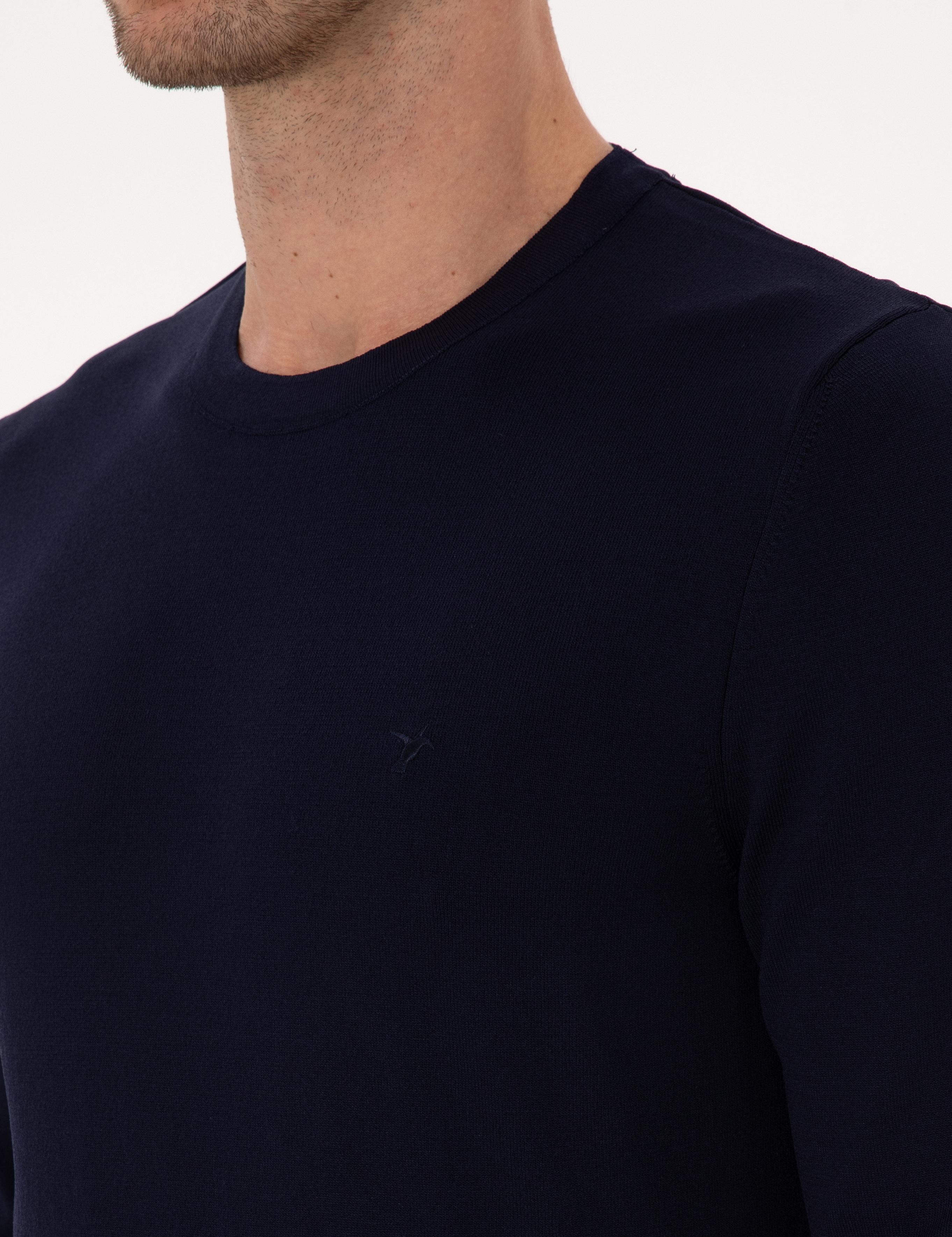 Lacivert Slim Fit Bisiklet Yaka Triko Kazak - 50316331001