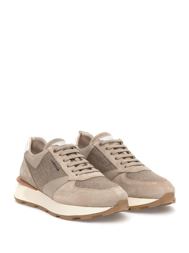 Bej %100 Deri Sneaker Ayakkabı