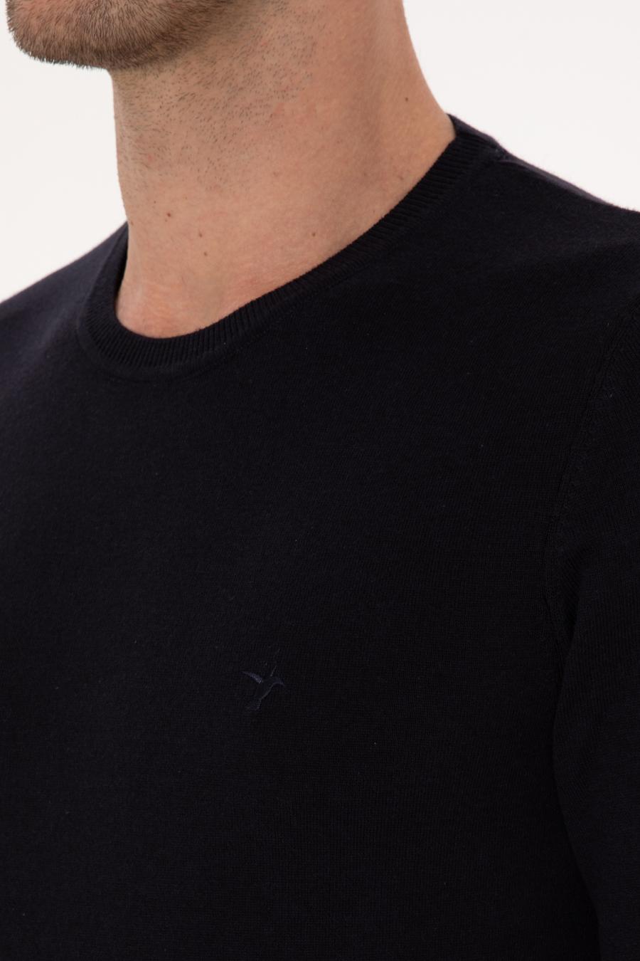 Lacivert Slim Fit Pamuk Karışımlı Bisiklet Yaka Basic Triko Kazak - 50318620011