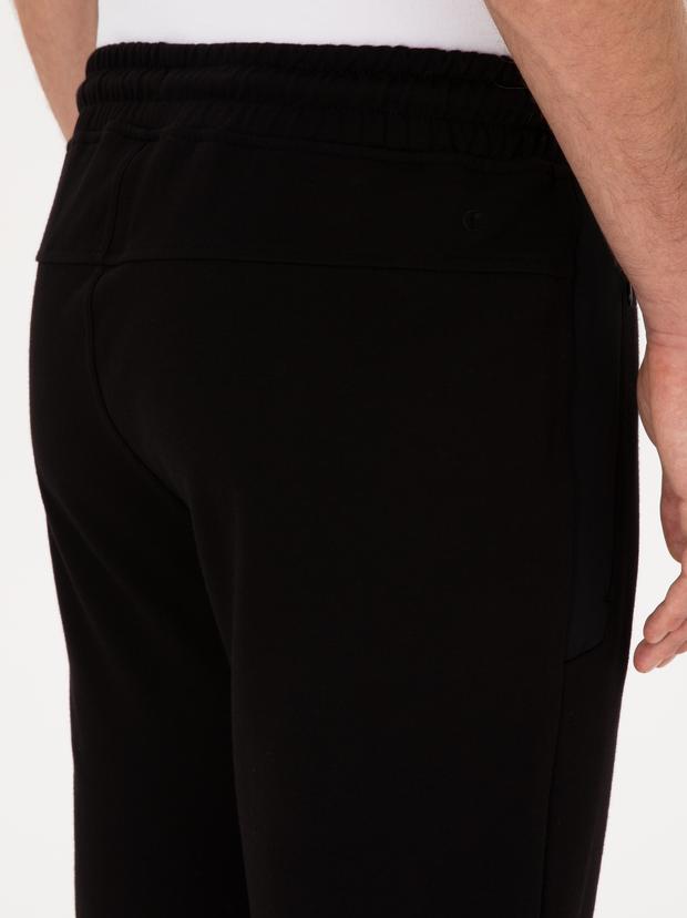 Siyah Slim Fit Pamuk Karışımlı Paçası Lastikli Eşofman Altı