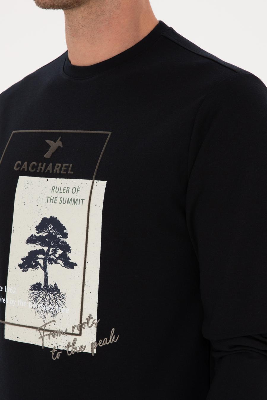 Lacivert Regular Fit Bisiklet Yaka Baskılı Sweatshirt - 50311402009