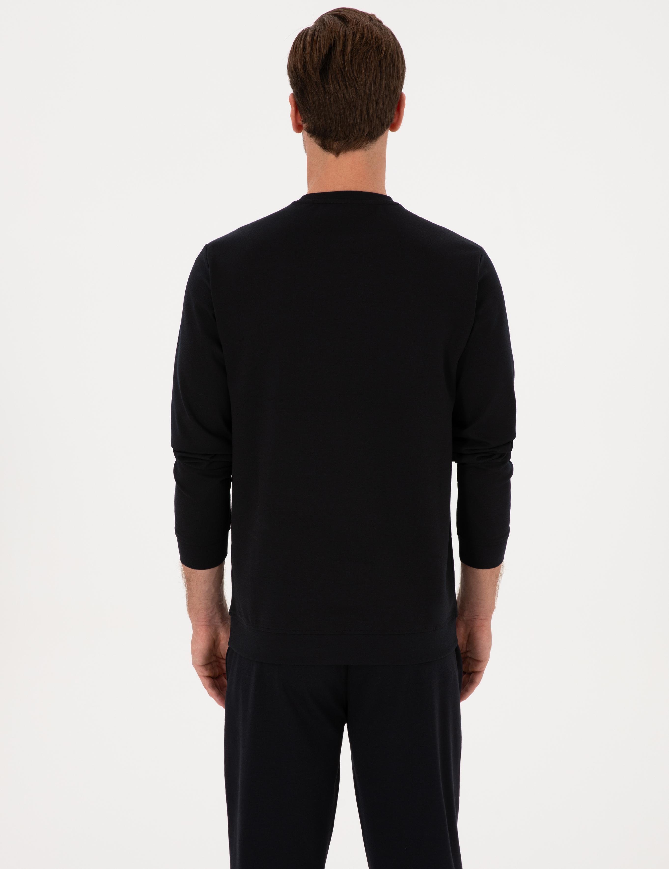 Lacivert Regular Fit Bisiklet Yaka Baskılı Sweatshirt - 50311402009