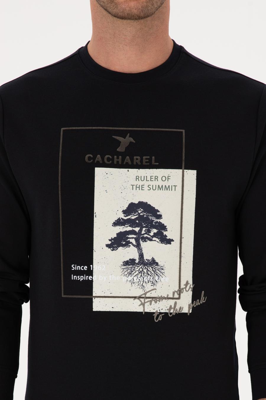 Lacivert Regular Fit Bisiklet Yaka Baskılı Sweatshirt - 50311402009