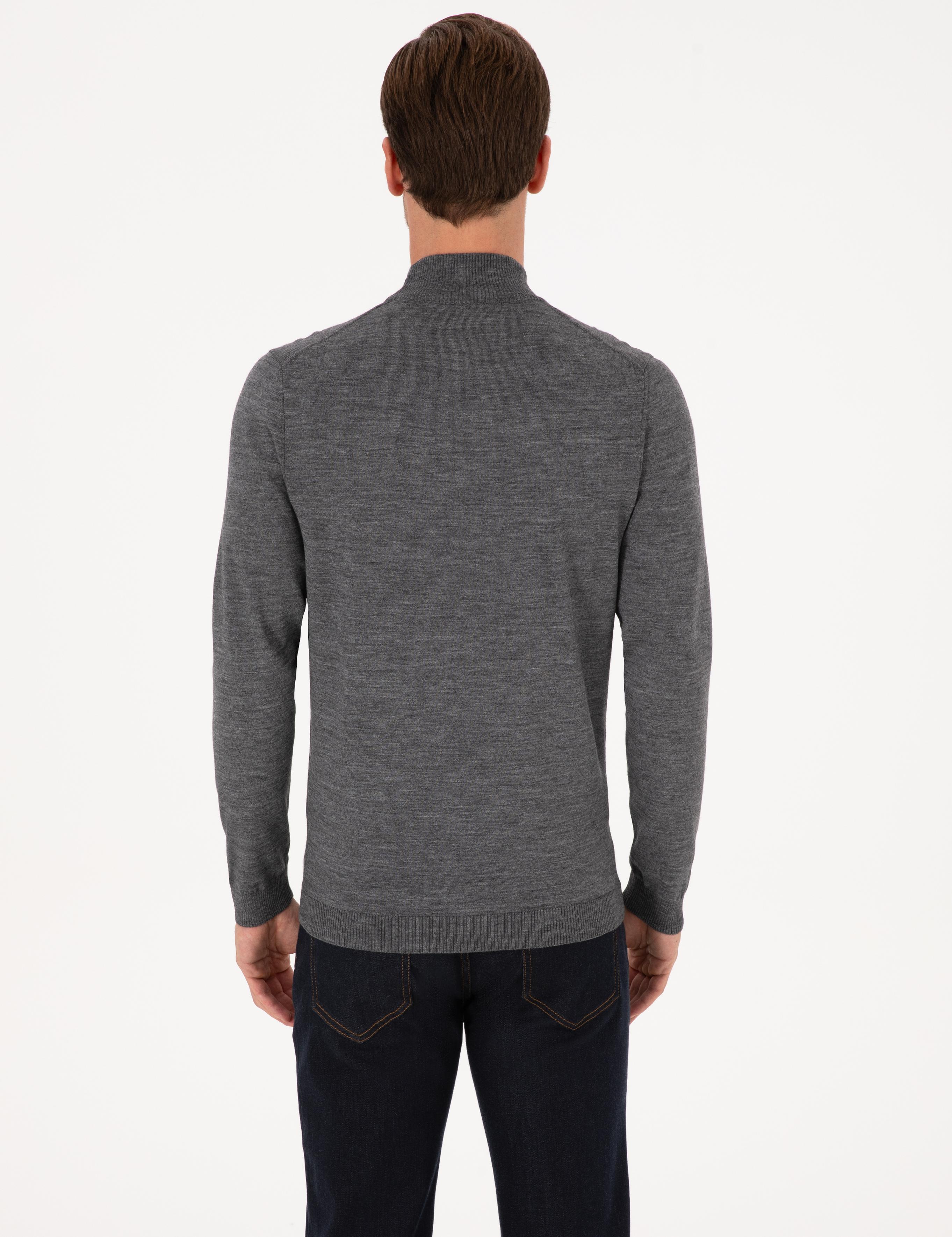 Füme Slim Fit Yün Karışımlı Yarım Balıkçı Basic Triko Kazak - 50315296009
