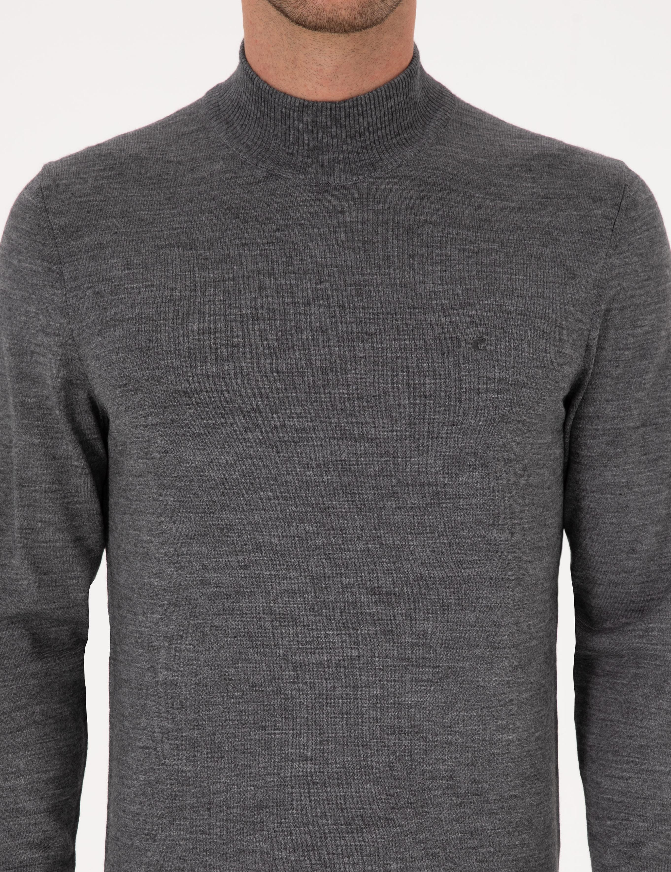Füme Slim Fit Yün Karışımlı Yarım Balıkçı Basic Triko Kazak - 50315296009