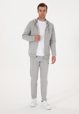 Gri Melanj Slim Fit Pamuk Karışımlı Eşofman Altı