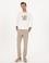 Bej Slim Fit Yün Karışımlı Kanvas Pantolon