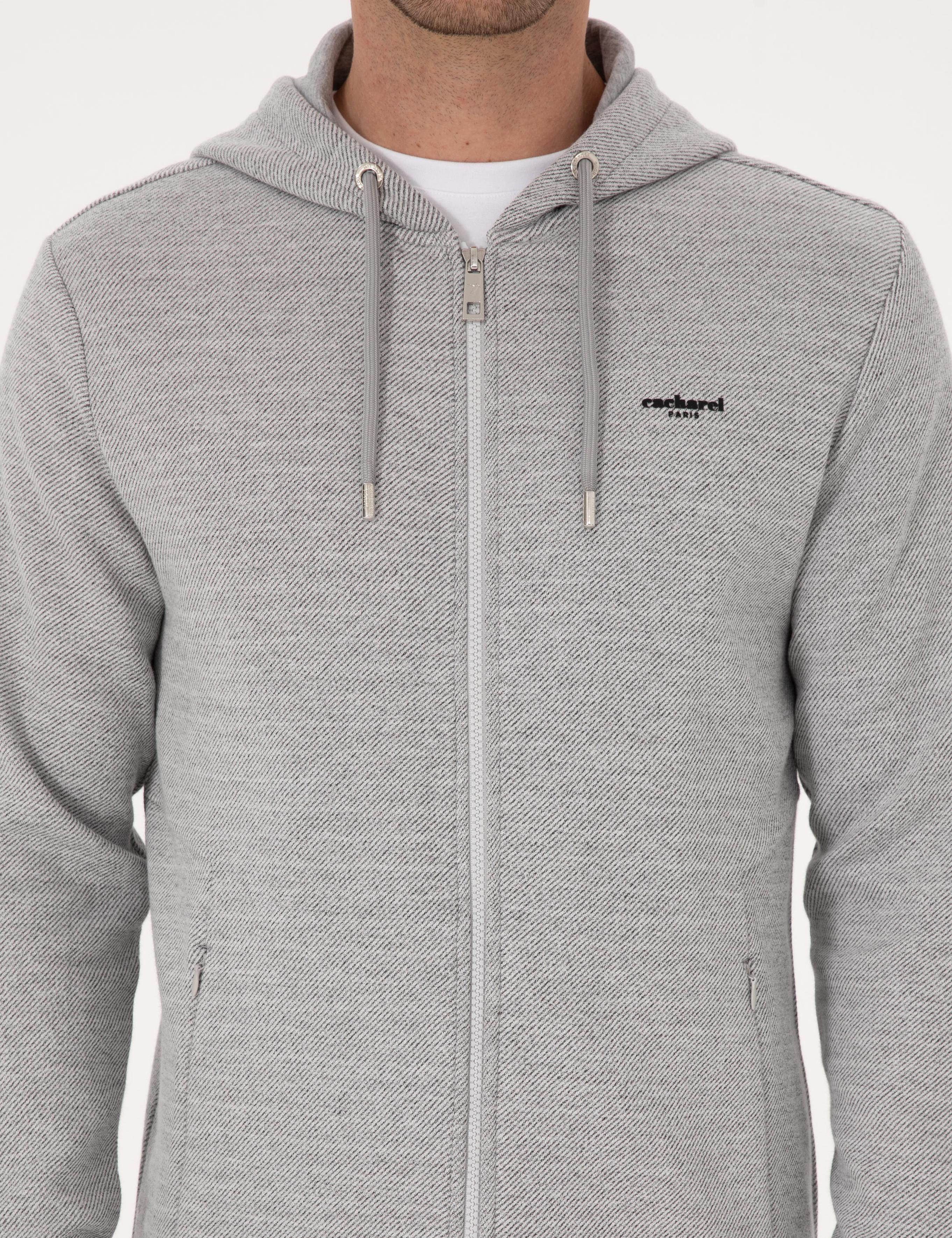 Gri Melanj Regular Fit Pamuk Karışımlı Tam Fermuarlı Sweatshirt - 50309803029
