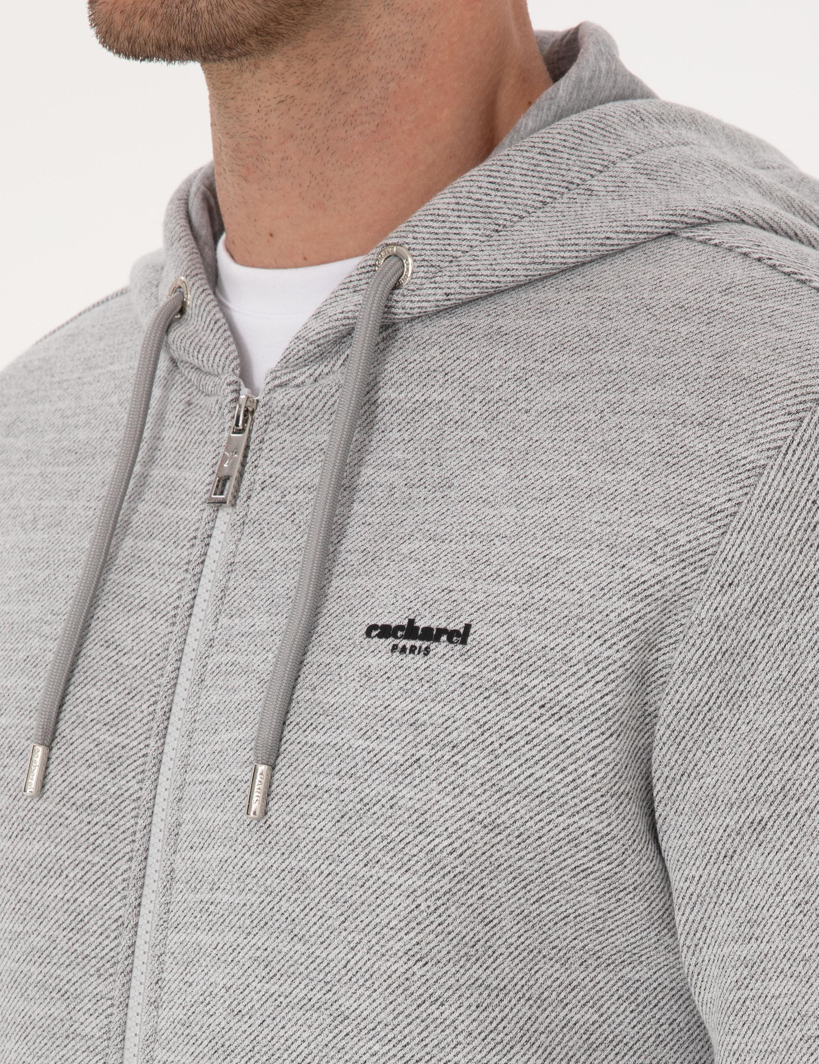 Gri Melanj Regular Fit Pamuk Karışımlı Tam Fermuarlı Sweatshirt - 50309803029