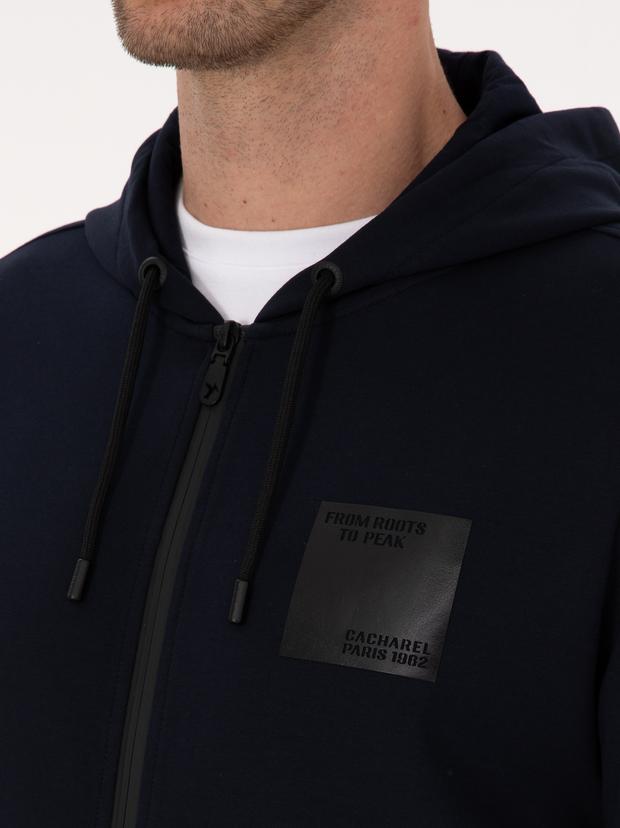 Lacivert Regular Fit Pamuk Karışımlı Tam Fermuarlı Sweatshirt