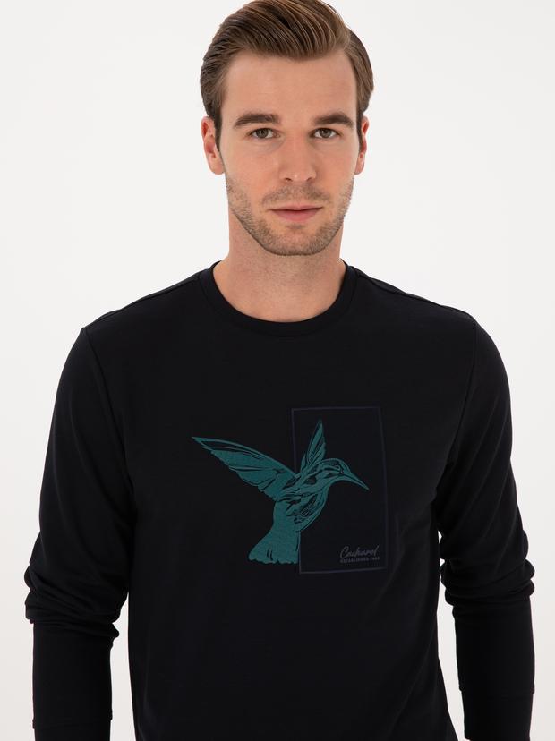 Lacivert Regular Fit Bisiklet Yaka Sweatshirt