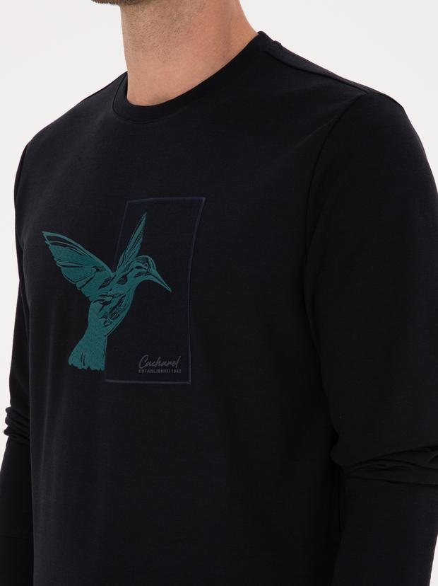 Lacivert Regular Fit Bisiklet Yaka Sweatshirt