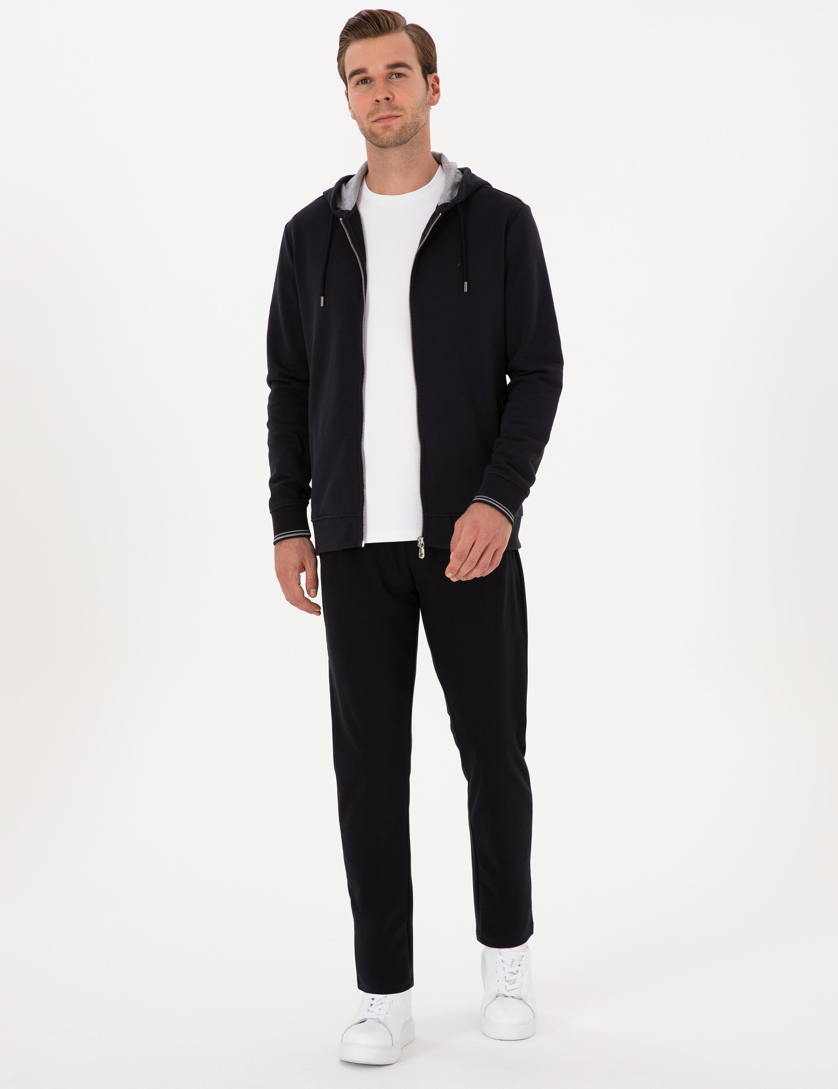 Lacivert Slim Fit Paçası Düz Eşofman Altı - 50314478004