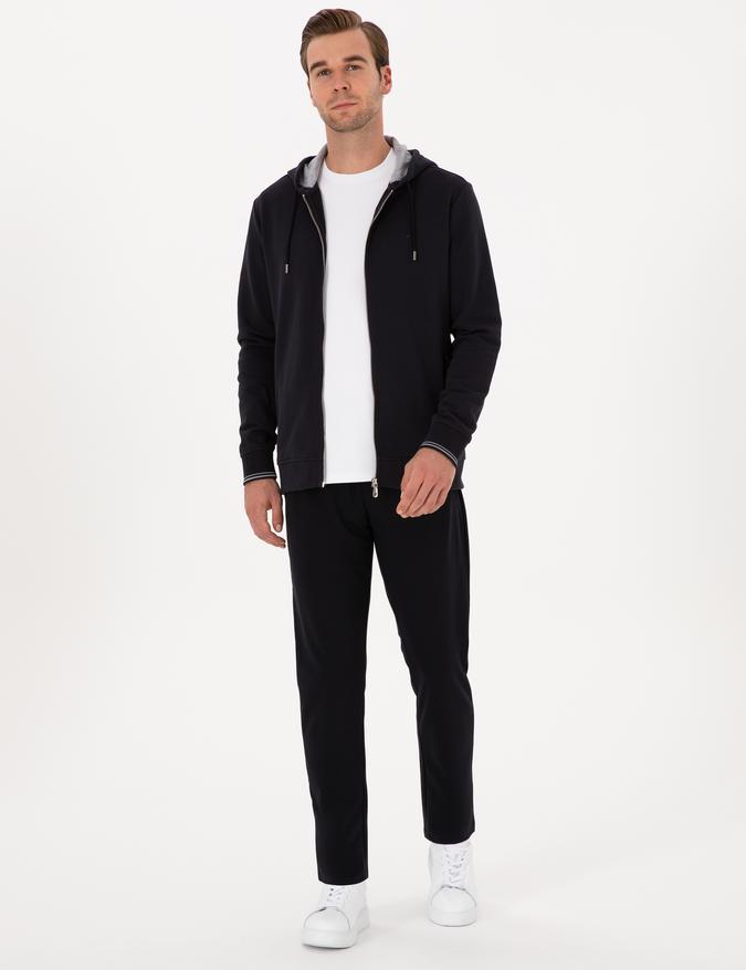 Lacivert Slim Fit Paçası Düz Eşofman Altı