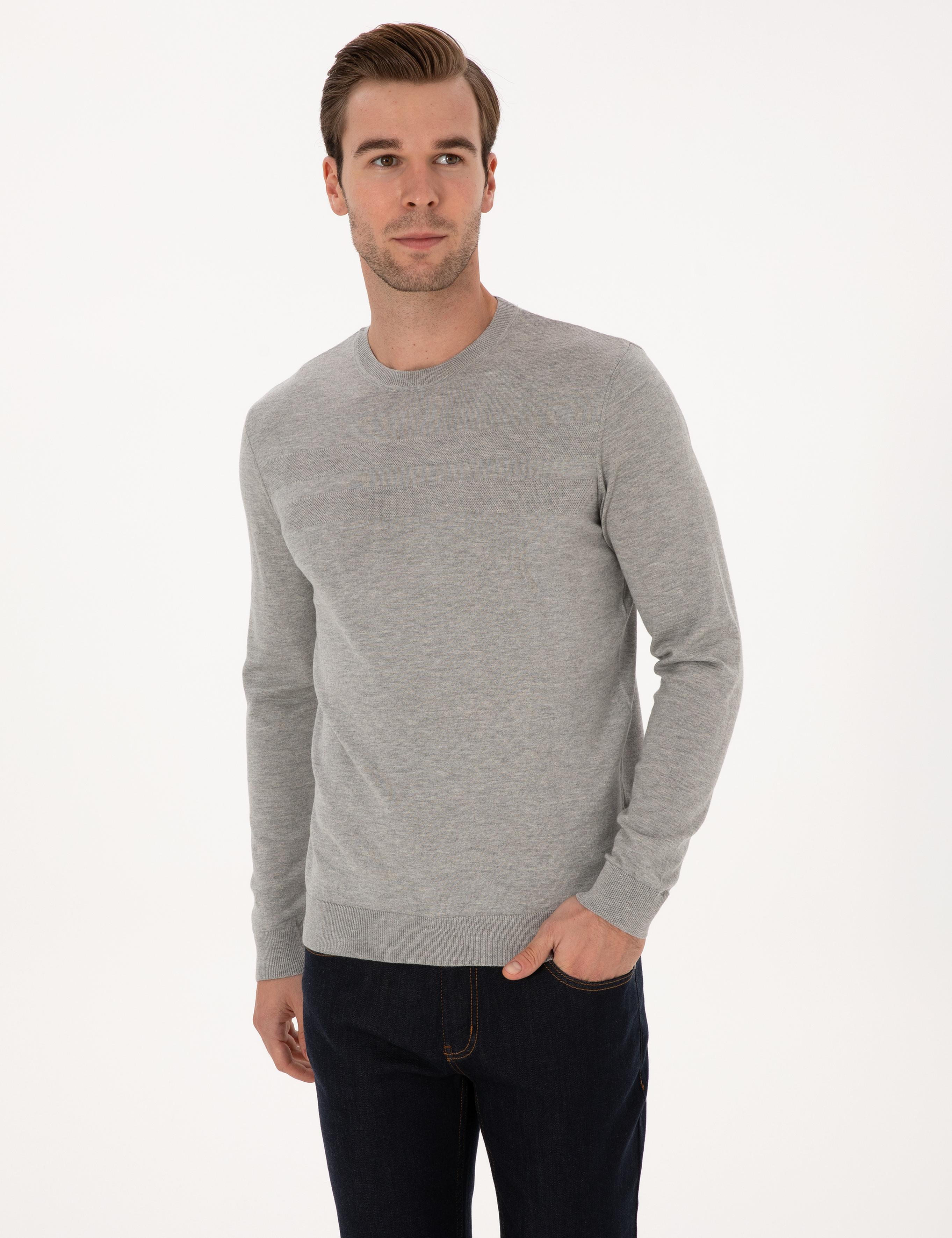 Füme Slim Fit Pamuk Karışımlı Bisiklet Yaka Triko Kazak - 50318982027