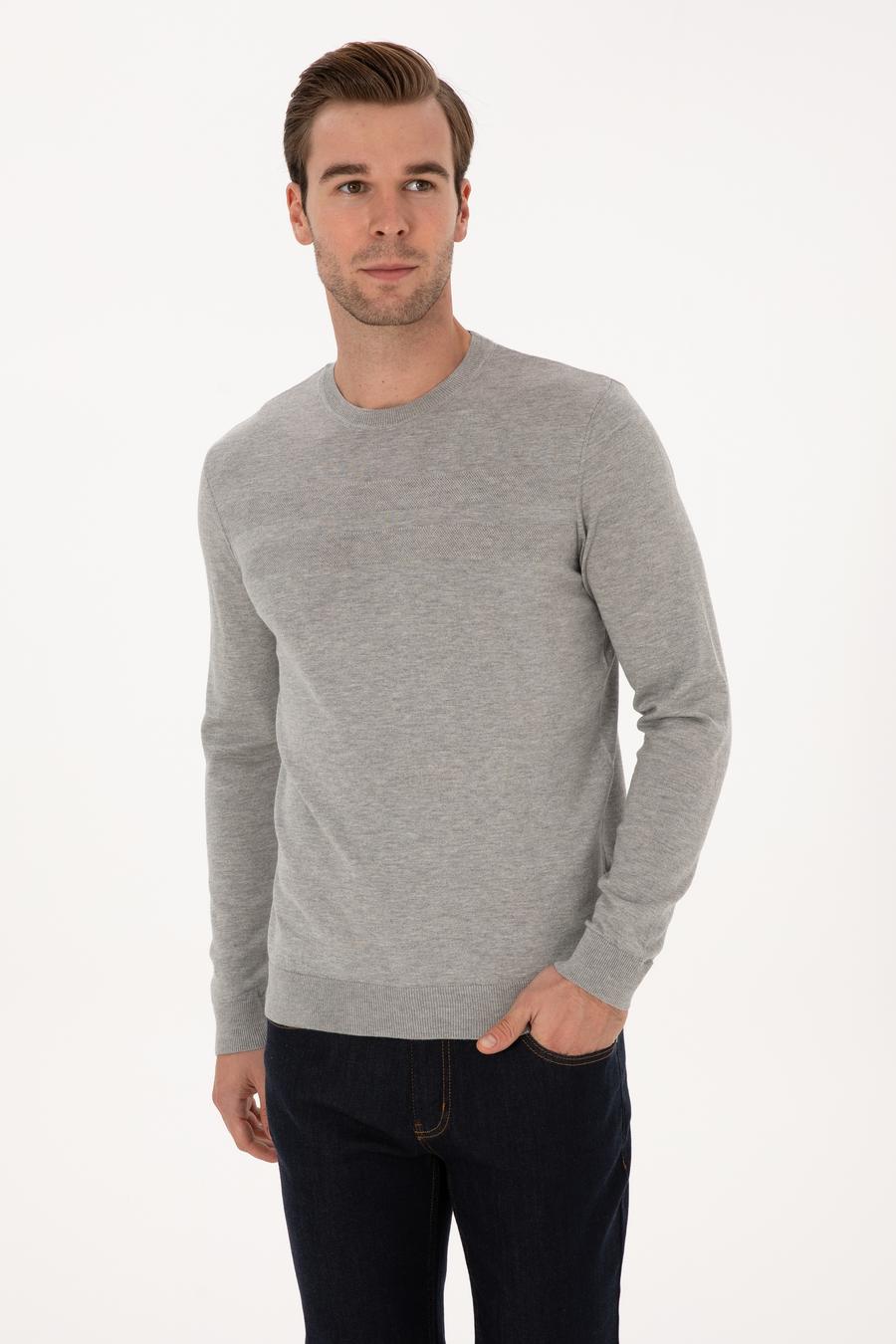 Füme Slim Fit Pamuk Karışımlı Bisiklet Yaka Triko Kazak - 50318982027