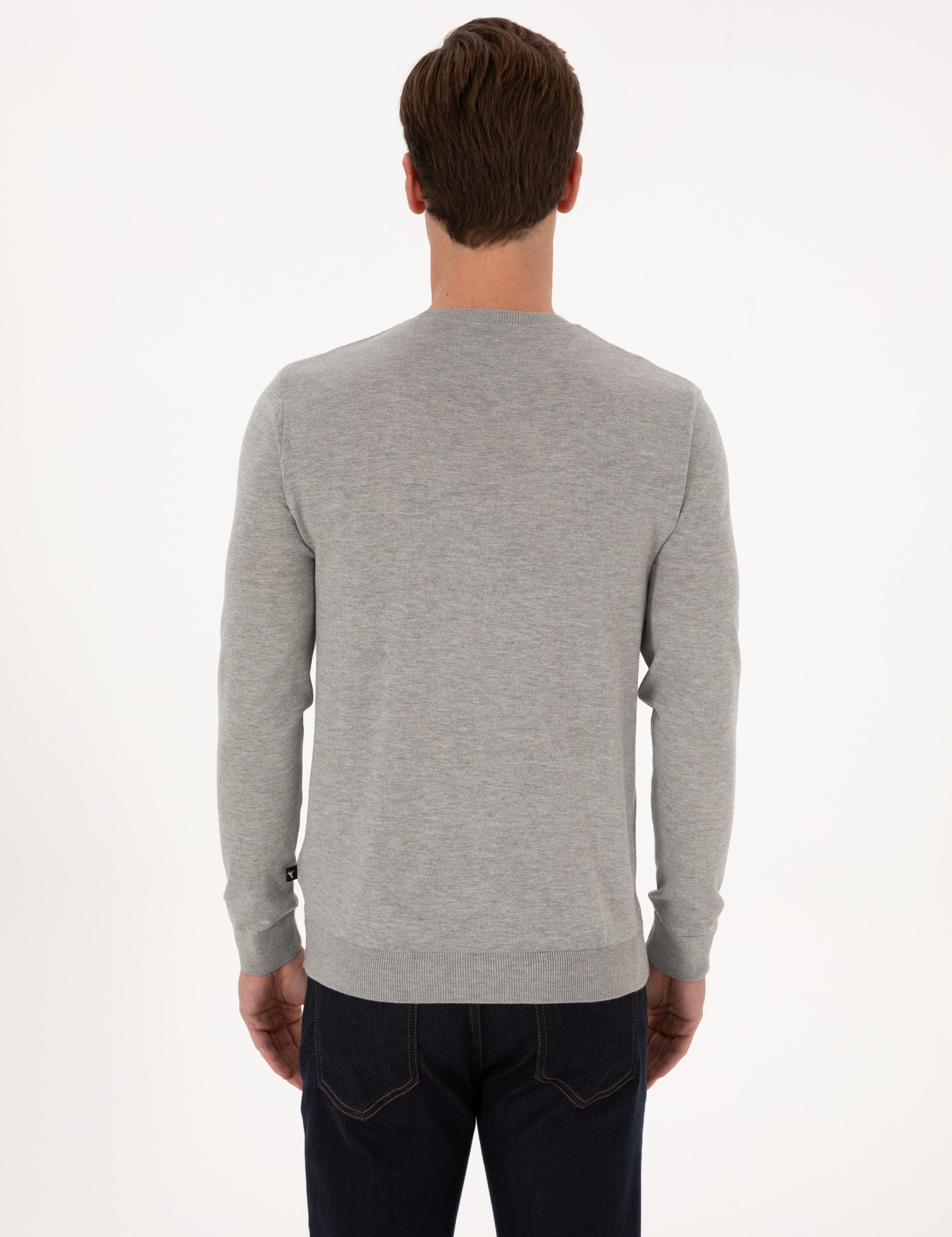 Füme Slim Fit Pamuk Karışımlı Bisiklet Yaka Triko Kazak - 50318982027