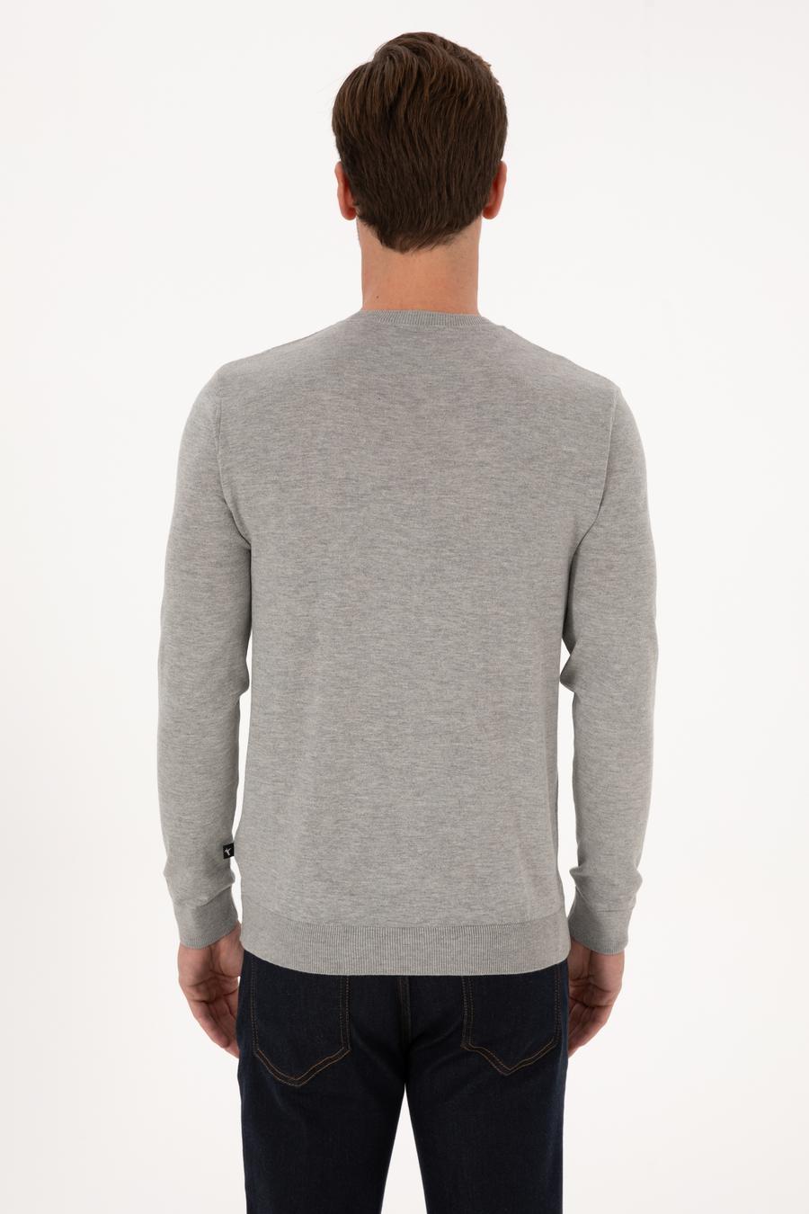 Füme Slim Fit Pamuk Karışımlı Bisiklet Yaka Triko Kazak - 50318982027