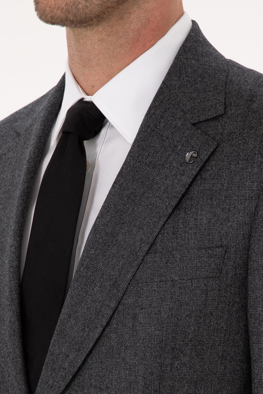 Antrasit Slim Fit %100 Yün Ekose Takım Elbise - 50315670023