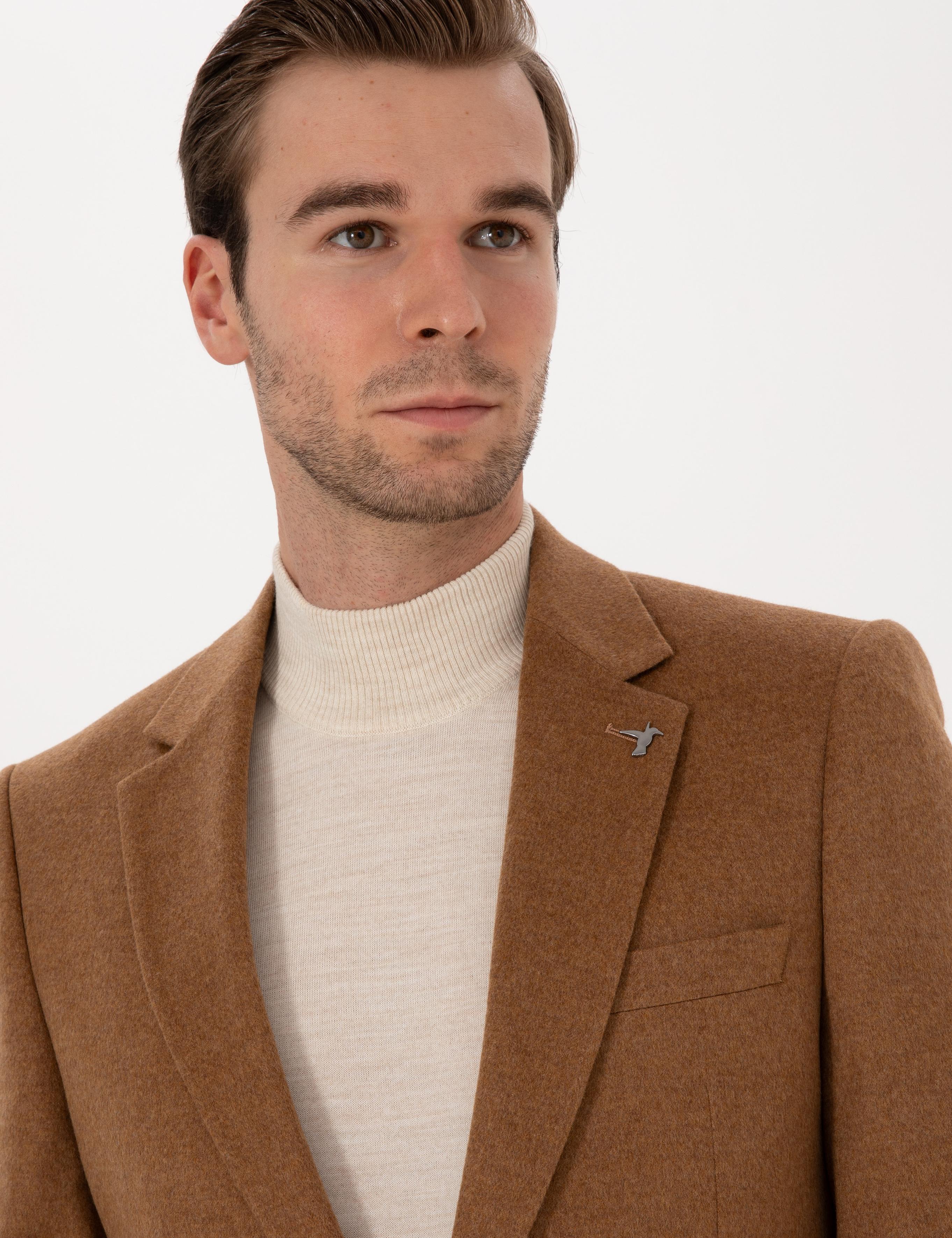 Camel Slim Fit %100 Kaşmir Flanel Ceket - 50314254008