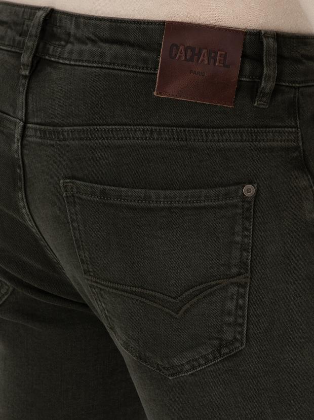 Yeşil Slim Fit Pamuk Karışımlı Jean Pantolon