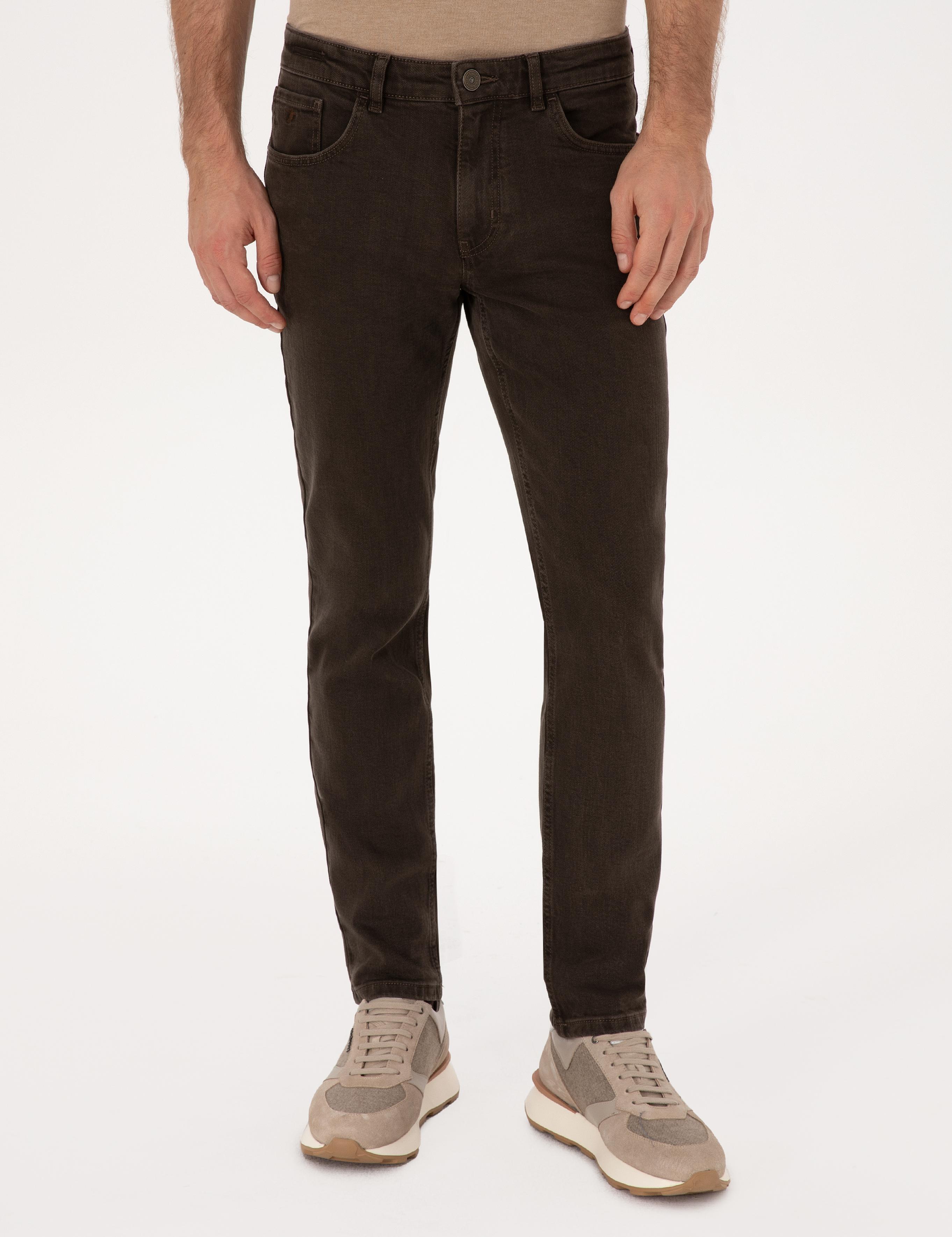 Kahverengi  Slim Fit Pamuk Karışımlı Jean Pantolon - 50308676119