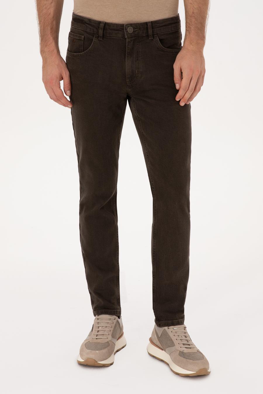 Kahverengi  Slim Fit Pamuk Karışımlı Jean Pantolon - 50308676119