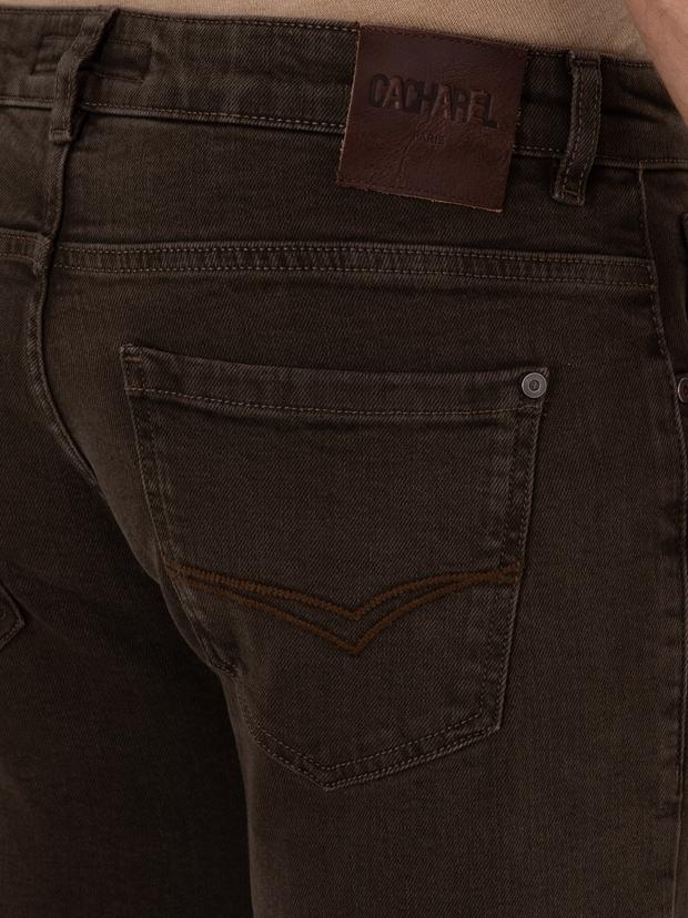 Kahverengi  Slim Fit Pamuk Karışımlı Jean Pantolon