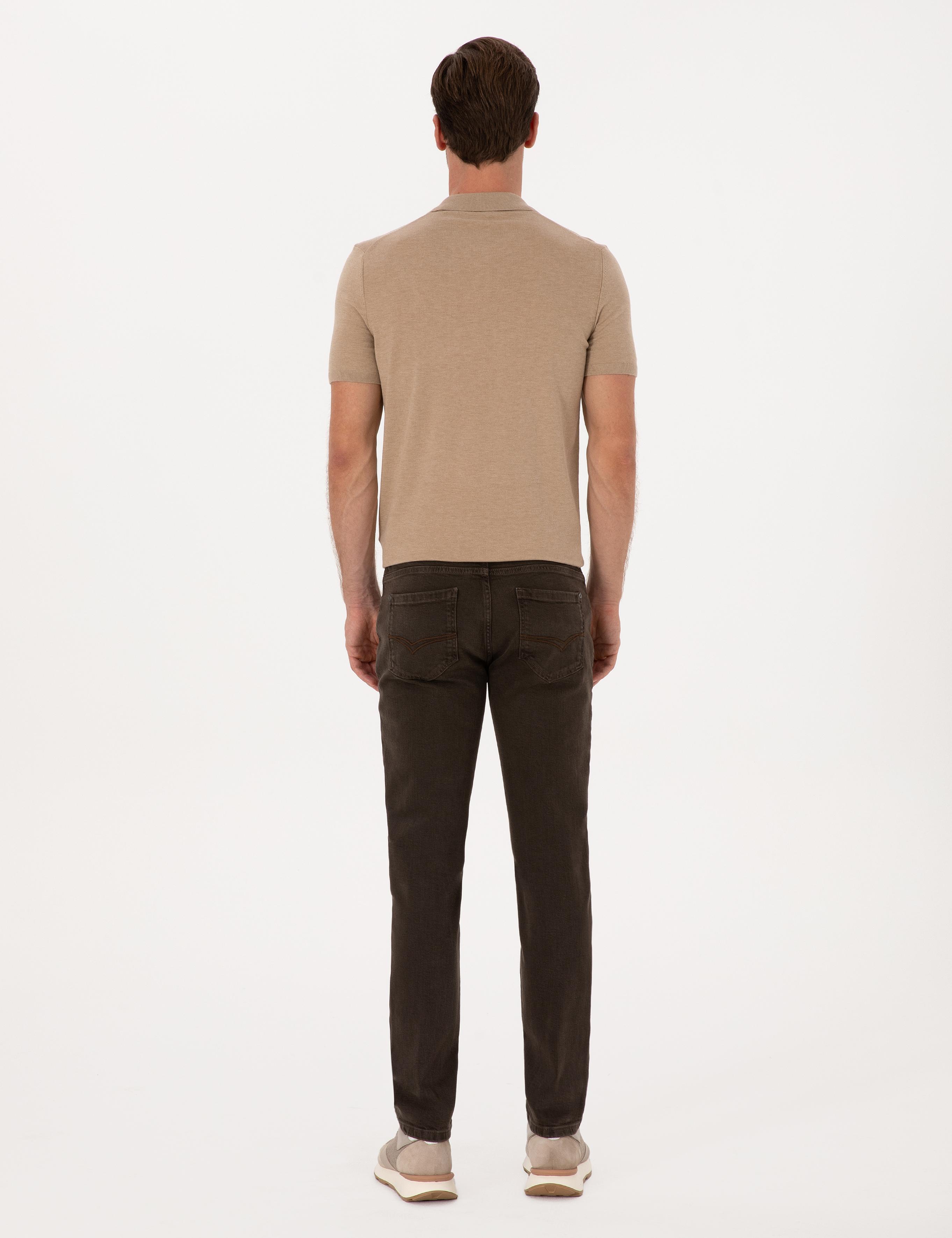 Kahverengi  Slim Fit Pamuk Karışımlı Jean Pantolon - 50308676119