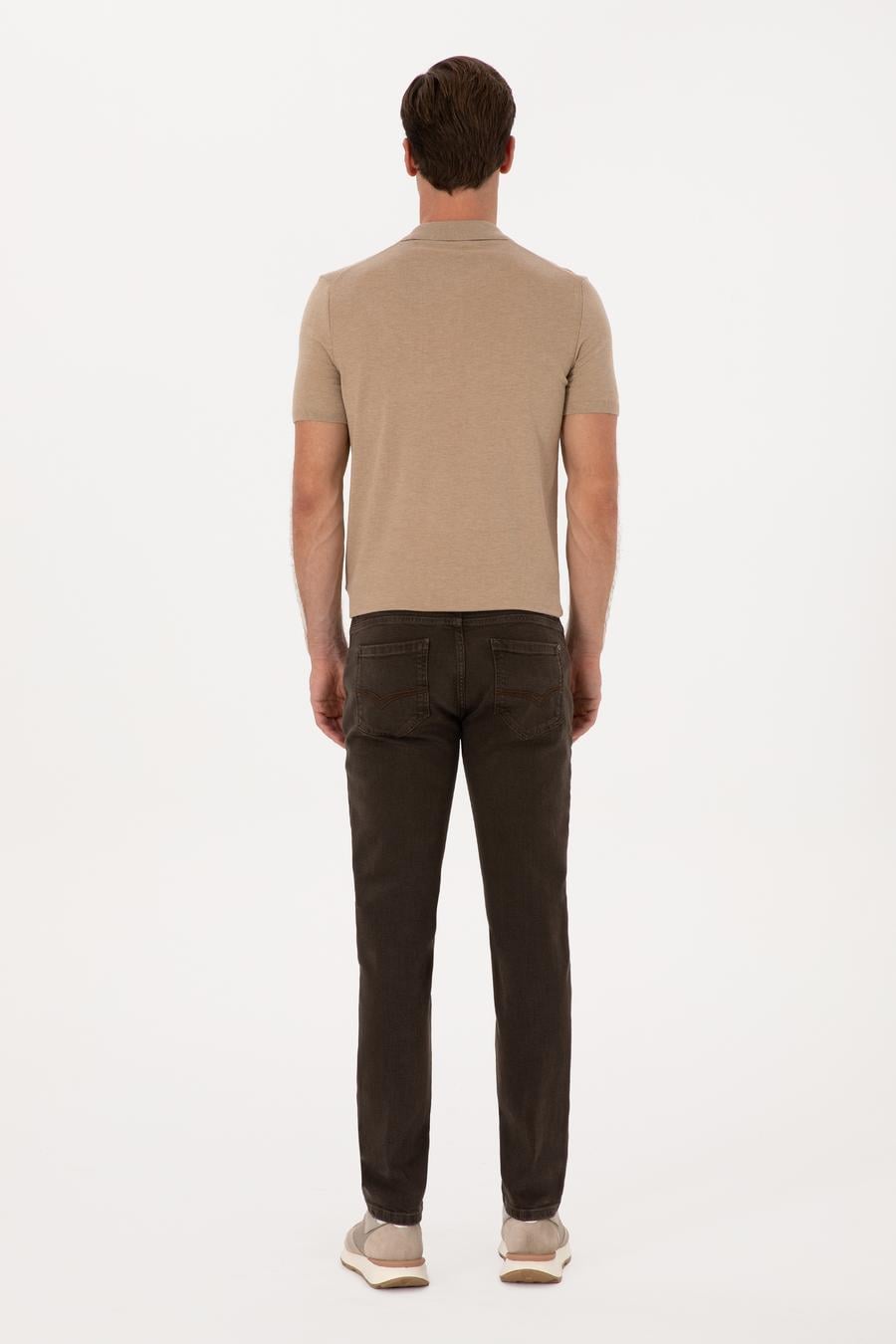 Kahverengi  Slim Fit Pamuk Karışımlı Jean Pantolon - 50308676119