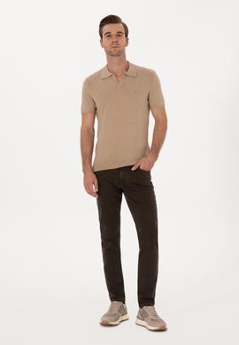 Kahverengi  Slim Fit Pamuk Karışımlı Jean Pantolon