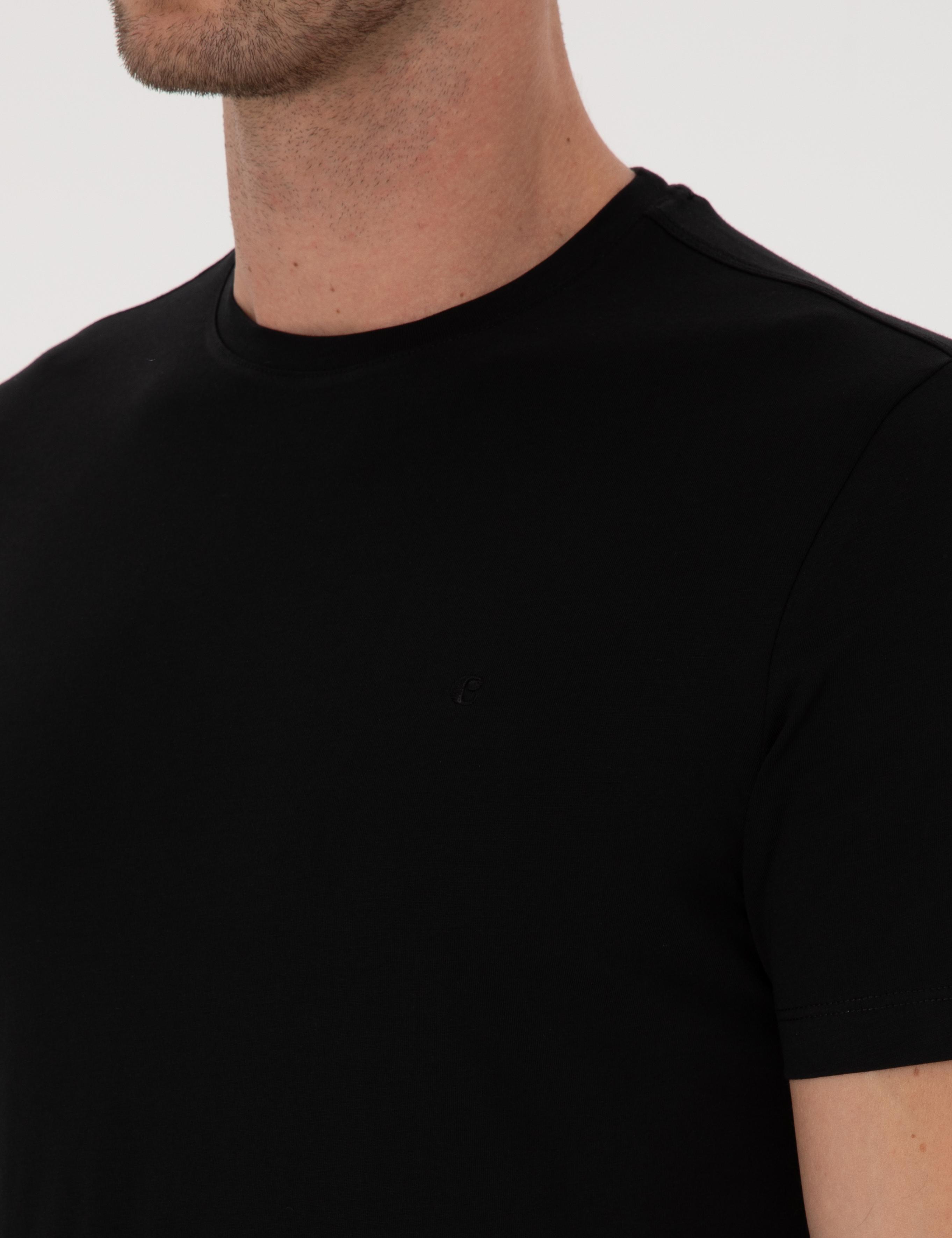 Siyah Slim Fit %100 Pamuk Bisiklet Yaka Basic T-shirt - 50324401015