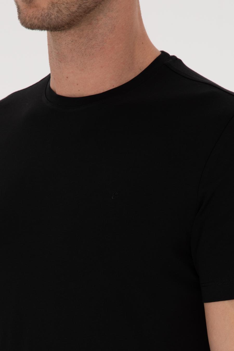 Siyah Slim Fit %100 Pamuk Bisiklet Yaka Basic T-shirt - 50324401015