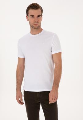 Beyaz Slim Fit %100 Pamuk Bisiklet Yaka Basic T-shirt
